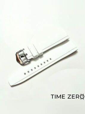 New White Curved End Rubber Watch Strap (The Element Collection) by Time Zero